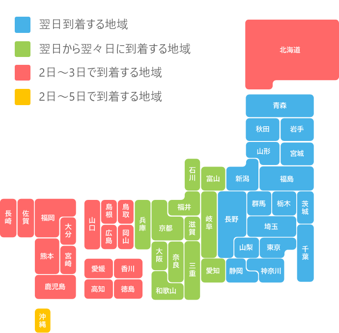 各県の配達目安日