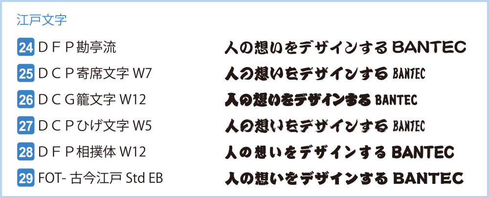 書体サンプル 江戸文字